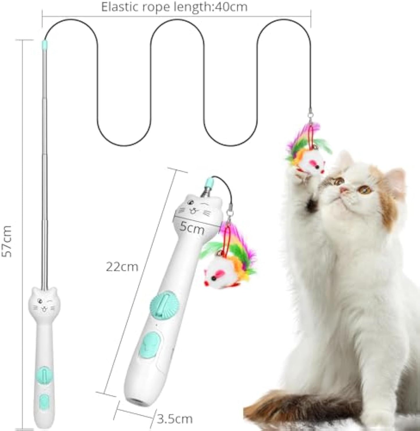 Cat Toy Interactive Rechargeable Laser Pointer Cat Wand With Feather Toy 2-in-1 Cat Toy For Indoor Cat Kitten Pet Laser Toy For Playing