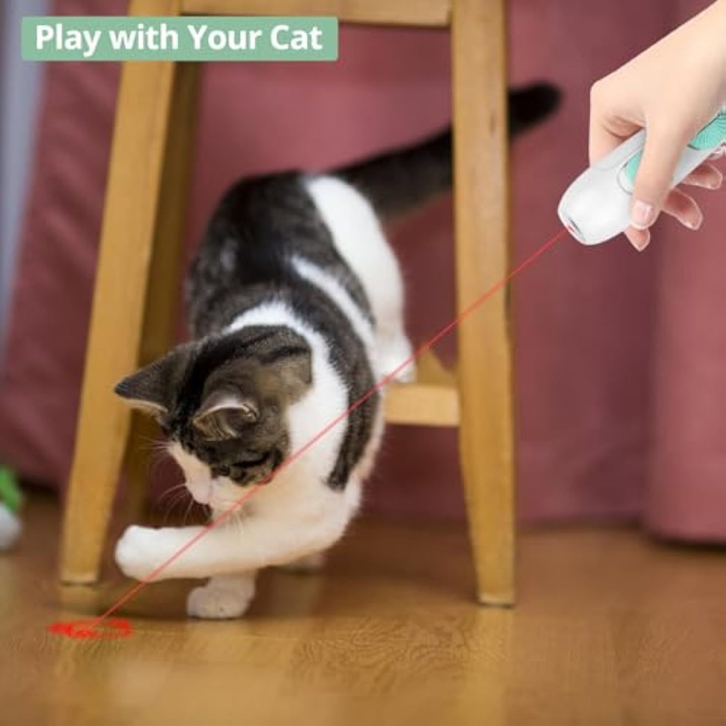Cat Toy Interactive Rechargeable Laser Pointer Cat Wand With Feather Toy 2-in-1 Cat Toy For Indoor Cat Kitten Pet Laser Toy For Playing