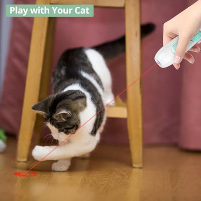 Cat Toy Interactive Rechargeable Laser Pointer Cat Wand With Feather Toy 2-in-1 Cat Toy For Indoor Cat Kitten Pet Laser Toy For Playing