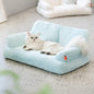 MEWOOFUN Plush Cat Bed For Indoor Cats - Washable 26x19x13 Inch Pet Couch With Non-Slip Bottom, Fluffy Small Dog Bed For Puppies & Kittens, Blue